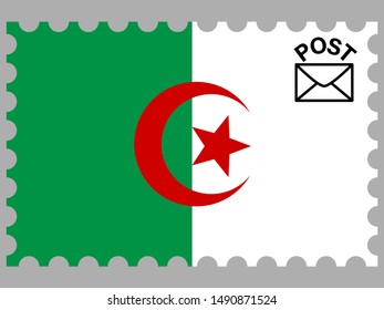 Postage stamp isolated on background with National flag of Peoples Democratic Republic of Algeria. original colors and proportion. Simply vector illustration eps10, from countries flag set.
