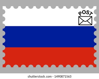 Postage stamp isolated on background with Beautiful national flag of Russian Federation. original colors and proportion. Simply vector illustration eps10, from countries flag set.