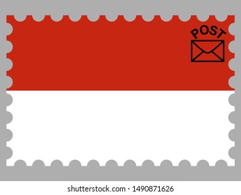 Postage stamp isolated on background with National flag of Principality of Monaco. original colors and proportion. Simply vector illustration eps10, from countries flag set.