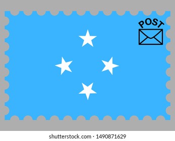 Postage stamp isolated on background with National flag of Federated States of Micronesia. original colors and proportion. Simply vector illustration, from countries flag set.