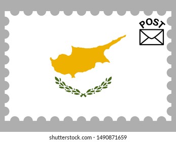 Postage stamp isolated on background with National flag of Republic of Cyprus. original colors and proportion. Simply vector illustration, from countries flag set.