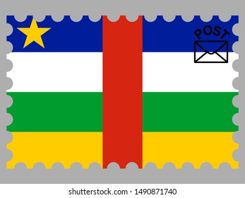 Postage stamp isolated on background with National flag of Central African Republic. original colors and proportion. Simply vector illustration eps10, from countries flag set.