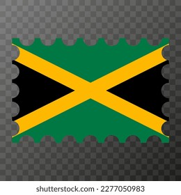 Postage stamp with Jamaica flag. Vector illustration.