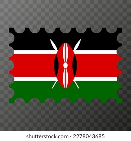 Postage stamp with Kenya flag. Vector illustration.