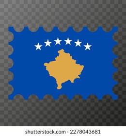 Postage stamp with Kosovo flag. Vector illustration.