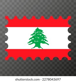 Postage stamp with Lebanon flag. Vector illustration.
