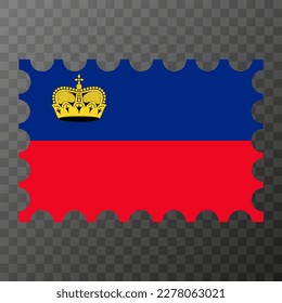 Postage stamp with Liechtenstein flag. Vector illustration.
