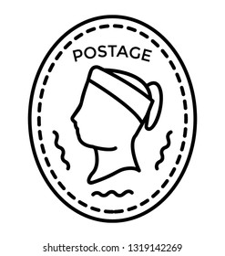 Postage stamp line icon 