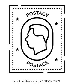 Postage stamp line icon 