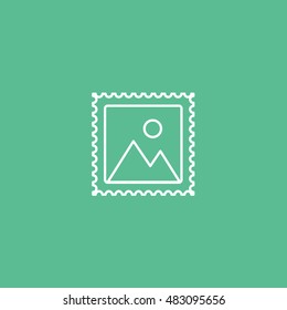 Postage Stamp Line Icon On Green Background