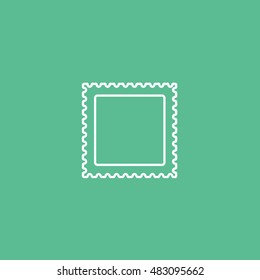 Postage Stamp Line Icon On Green Background
