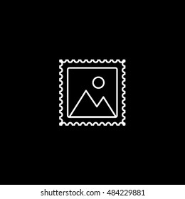 Postage Stamp Line Icon On Black Background