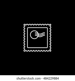 Postage Stamp Line Icon On Black Background