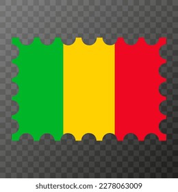 Postage stamp with Mali flag. Vector illustration.