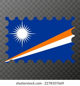 Postage stamp with Marshall Islands flag. Vector illustration.