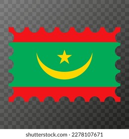 Estampilla con bandera de Mauritania. Ilustración vectorial.