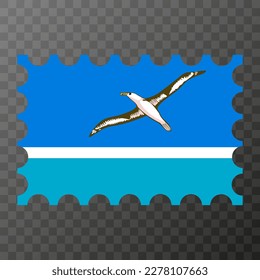 Estampilla de rehenes con bandera del atolón de Midway. Ilustración vectorial.