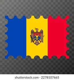 Postage stamp with Moldova flag. Vector illustration.