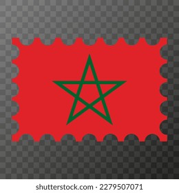 Postage stamp with Morocco flag. Vector illustration.