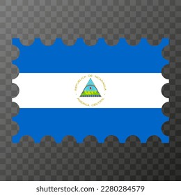 Postage stamp with Nicaragua flag. Vector illustration.
