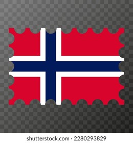 Postage stamp with Norway flag. Vector illustration.