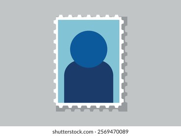 Postage stamp on grey background