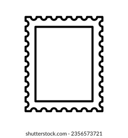 postage stamp outline vector icon, postal, mail stamp in silhouette isolated on white