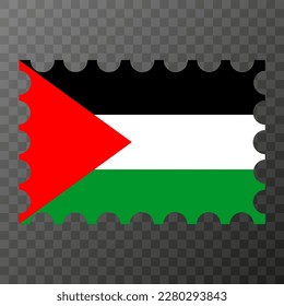 Postage stamp with Palestine flag. Vector illustration.