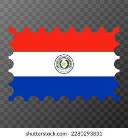 Postage stamp with Paraguay flag. Vector illustration.