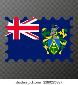 Briefmarke mit Pitcairn-Flagge. Vektorgrafik.
