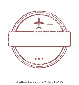 postage stamp with plane icon isolated