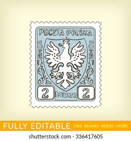 Postage Stamp With The Polish Eagle