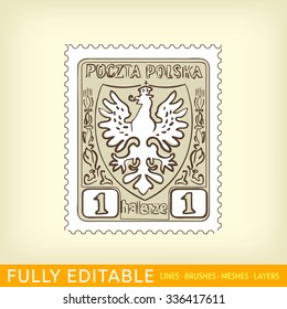 Postage Stamp With The Polish Eagle