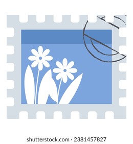 Postage stamp post office element. Vector illustration with post office theme and flat vector style. Editable vector.