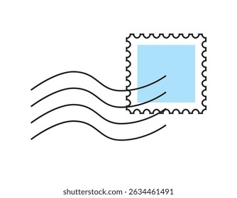 Postage stamp with a postmark isolated vector illustration