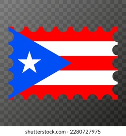 Postage stamp with Puerto Rico flag. Vector illustration.
