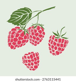 Postage Stamp With Raspberries Vector Illustration