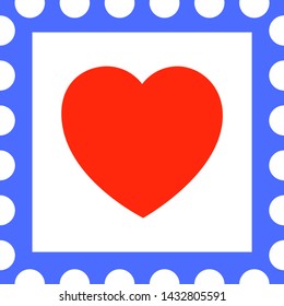 
Postage Stamp Red Heart Vector Illustration