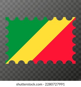 Briefmarke mit der Flagge der Republik Kongo. Vektorgrafik.