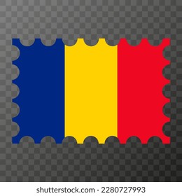 Postage stamp with Romania flag. Vector illustration.