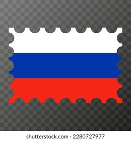 Postage stamp with Russia flag. Vector illustration.