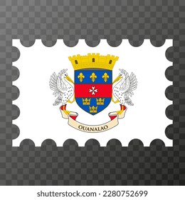 Postage stamp with Saint Barthelemy flag. Vector illustration.