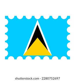 Postage stamp with Saint Lucia flag. Vector illustration.