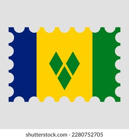 Estampilla de rehenes con bandera de San Vicente y las Granadinas. Ilustración vectorial.