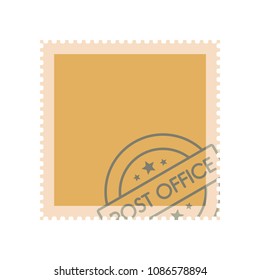 Postage stamp with seal icon. Flat illustration of postage stamp with seal vector icon for web
