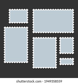 Postage Stamp set isolated on black background. Vector illustration