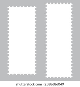 Postage stamp set. Post stamp frames and borders. Postage perforated templates collection. Paper postmarks set. Post stamps isolated on background. Empty stamps. Postal shapes border. Blank frames 