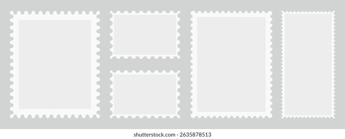 Postage stamp set. Realistic post stamps set with realistick shadow. Blank Postage Stamps on isolated background - Vector EPS 10	