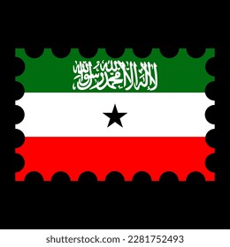 Postage stamp with Somaliland flag. Vector illustration.