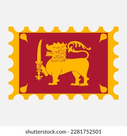 Postage stamp with Sri Lanka flag. Vector illustration.